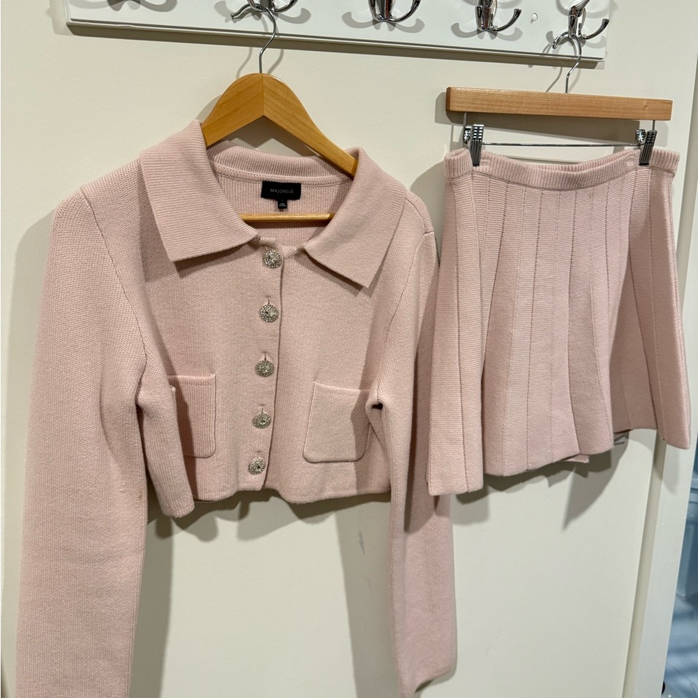 MAJORELLE Light Pink Cardigan and Skirt Ensemble - Picture 4 of 12